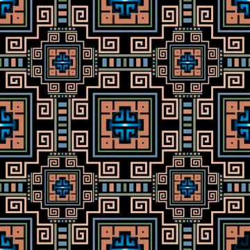 Geometric greek vector seamless pattern. Abstract tribal ethnic style backgro Stock Illustration