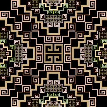 Geometric greek vector seamless pattern. Abstract tribal ethnic style  backgr Stock Illustration