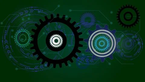 Geometric green background gear gradient futuristic Digital data, concept b.. Stock Illustration