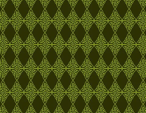 Geometric green knots repetion pattern set collage with dark green at background Stock Illustration