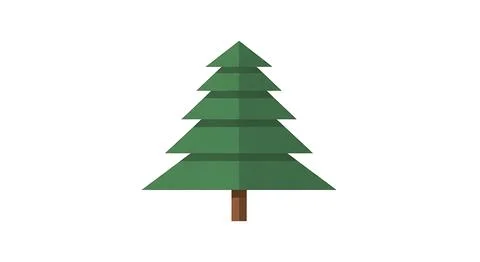 Geometric green pine tree, stylized evergreen with stacked triangular layer.. Stock Illustration