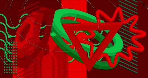 Geometric green red abstract elements background animation Stock Footage 246459451