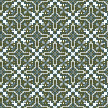 Geometric green seamless pattern black on white background Stock Illustration