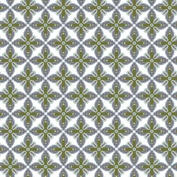 Geometric green seamless pattern black on white background Stock Illustration