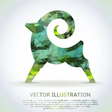 Geometric green shape of the Goat. Stock Illustration