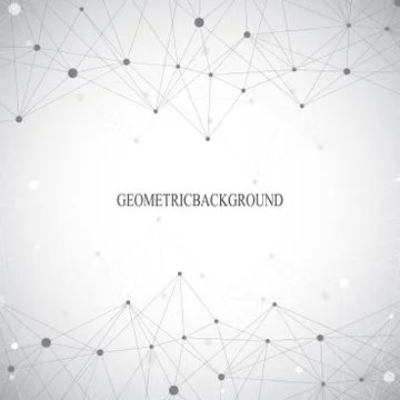 Geometric grey background molecule and communication . Connected lines with dots Stock Illustration
