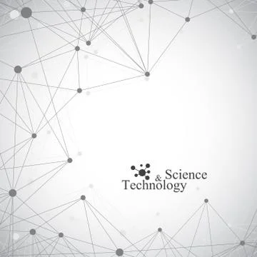 Geometric grey background molecule and communication . Connected lines with dots Stock Illustration