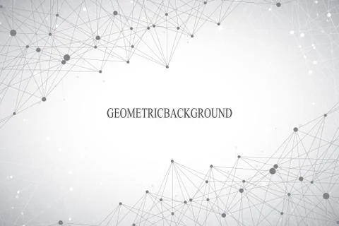 Geometric grey background molecule and communication . Connected lines with dots Stock Illustration
