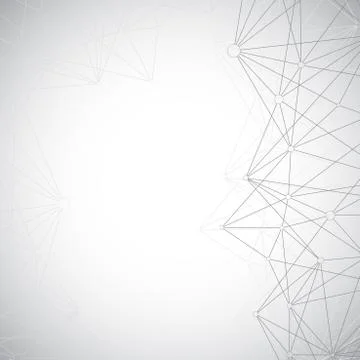 Geometric grey background molecule and communication . Connected lines with dots Illustrazione stock
