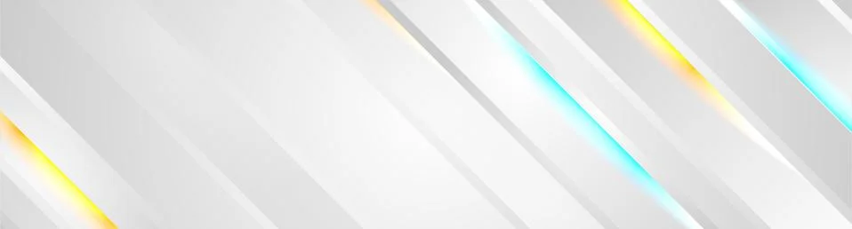 Geometric grey technology background with blue yellow neon lines Stock Illustration
