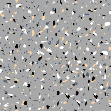 Geometric grey terrazzo seamless pattern. Abstract colourful modern background Stock Illustration
