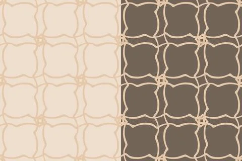 Geometric grid, abstract seamless pattern. Doodle hand drawn wave line ornament Stock Illustration