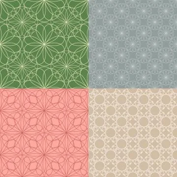 Geometric grid backdrop. Set of modern abstract geometrical seamless pattern. Stock Illustration