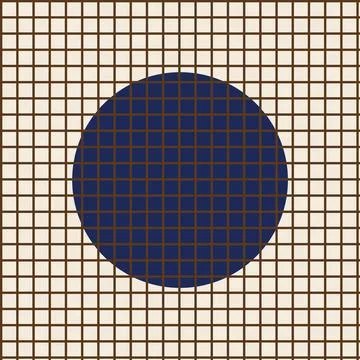 Geometric grid background with blue circular pattern on white grid Stock Illustration
