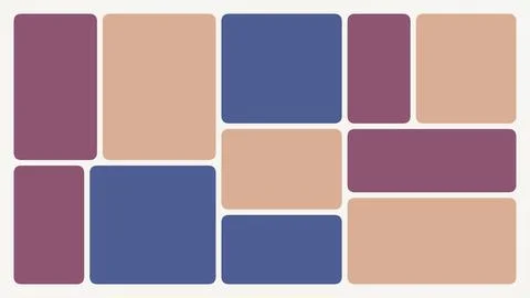 Geometric grid layout featuring blue mauve and beige rounded rectangular bloc イラスト素材