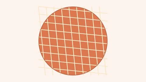 Geometric grid pattern circular orange design on transparent background Stock Illustration