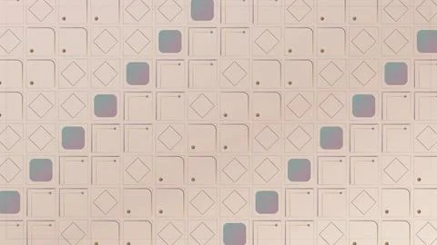Geometric grid pattern with light blue squares and diamonds on neutral back.. Stock Illustration