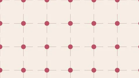 Geometric grid pattern with maroon dots and intersecting lines on white bac.. Stock Illustration