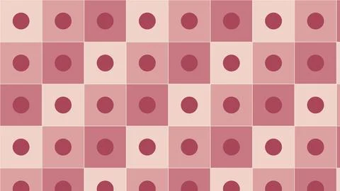 Geometric grid pattern with pink squares and circular dots on neutral backg.. Stock Illustration