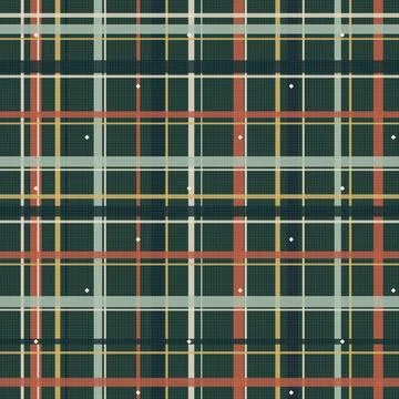 Geometric grid pattern with rust orange and cream lines on dark green backg.. Stock Illustration