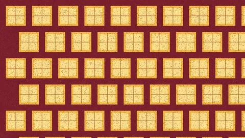 Geometric grid pattern of square frames on maroon background Stock Illustration