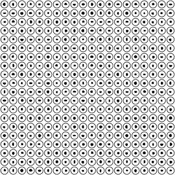 Geometric grid of ramdom shape dots inside circles Illustrazione stock