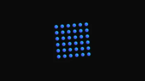 A geometric grid of vibrant blue circles arranged on a black background Stock Footage 339617478