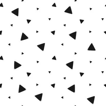 Geometric grunge seamless pattern of black triangle confetti Stock Illustration