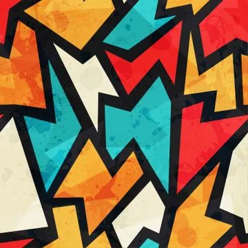 Geometric grunge seamless pattern with grunge effect Stock Illustration