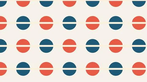 Geometric half circle pattern with red blue white stripes on neutral backgrou Stock Illustration