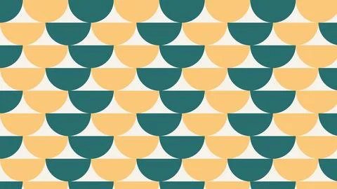 Geometric half-moon pattern with teal and beige colors in repeating layout Stock Illustration