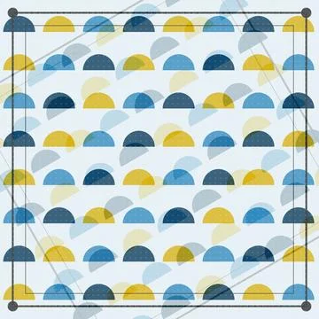 Geometric half moon pattern with yellow blue gradient on white background Stock Illustration
