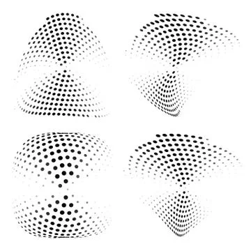 Geometric halftone abstract elements set. Vector illustration Stock Illustration