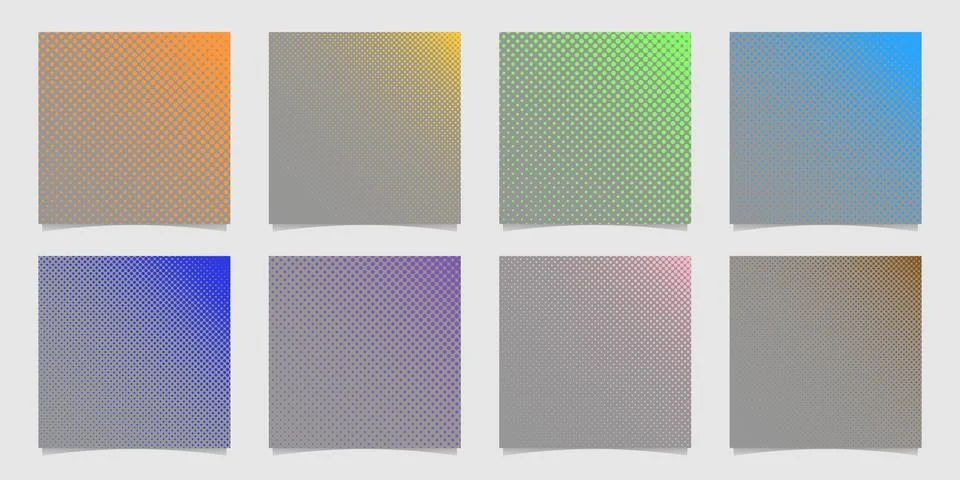 Geometric halftone dot pattern background set - vector graphic collection Stock Illustration