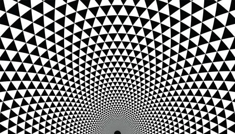 Geometric halftone triangle circle background in monochrome flat style. Stock Illustration
