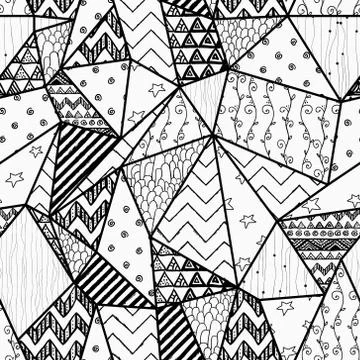 Geometric Hand-drawn Abstract Seamless Background Stock Illustration