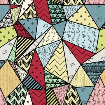 Geometric Hand-drawn Abstract Seamless Background Stock Illustration