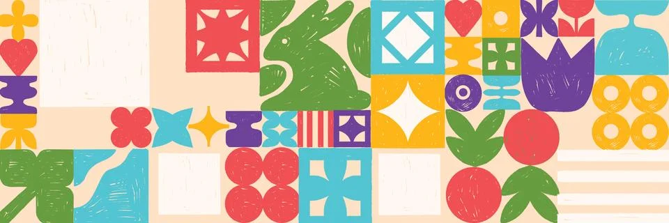 Geometric hand drawn pattern, vector abstract colorful pencil texture tile Illustrazione stock