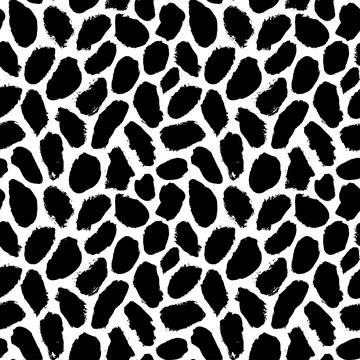 Geometric hand drawn seamless pattern with blots. Stock Illustration