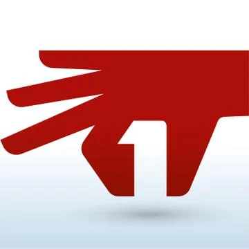 Geometric hand icon with number one inside. Stock Illustration