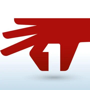 Geometric hand icon with number one inside. Stock Illustration