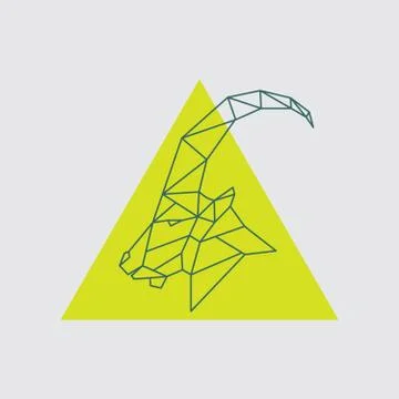Geometric head mountain sheep with side view. Stock Illustration