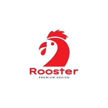 Geometric head rooster red logo symbol icon vector graphic design illustrat.. Stock Illustration
