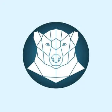 Geometric head white polar bear. Stock Illustration