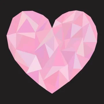 Geometric heart on black background. Stock Illustration