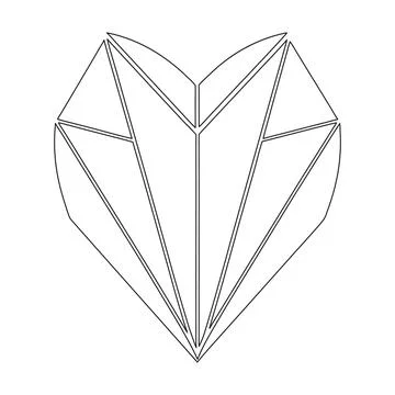 Geometric Heart Leaf Line Art Abstract Botanical Polygon Minimal Nature Ico.. Stock-Illustration