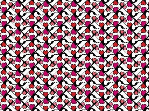 Geometric heart pattern with a diagonal grid. Stock Illustration