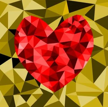 Geometric Heart Polygon Background . Retro triangle background. Stock Illustration