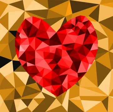 Geometric Heart Polygon Background . Retro triangle background. Stock Illustration