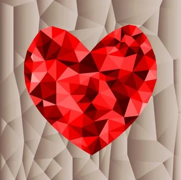 Geometric Heart Polygon Background . Retro triangle background. Stock Illustration